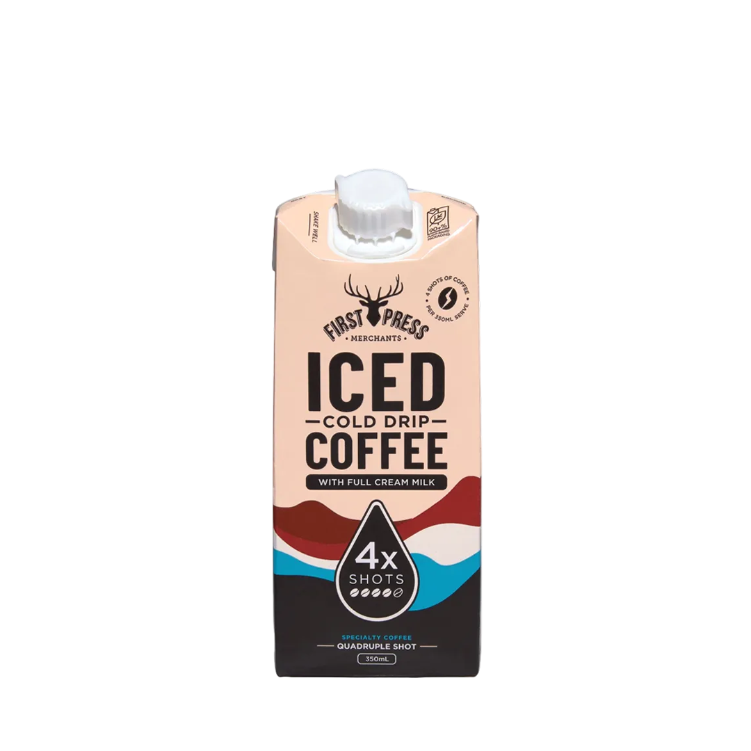 4 Shot Iced Cold Drip Coffee With Full Cream Milk (12 pk) - First Press Coffee