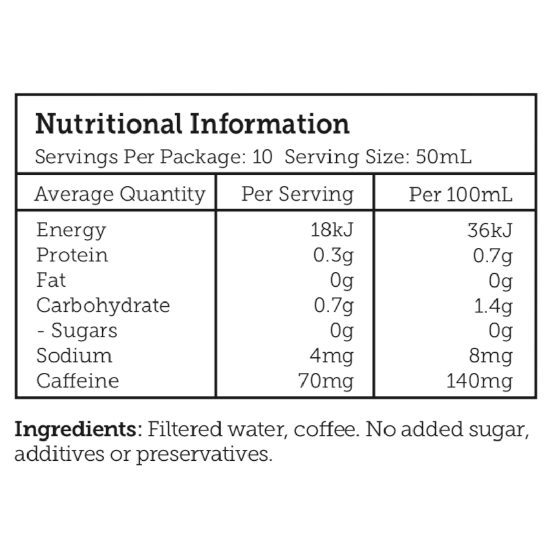 Big Boy 500ml Original Cold Drip Nutritional Panel